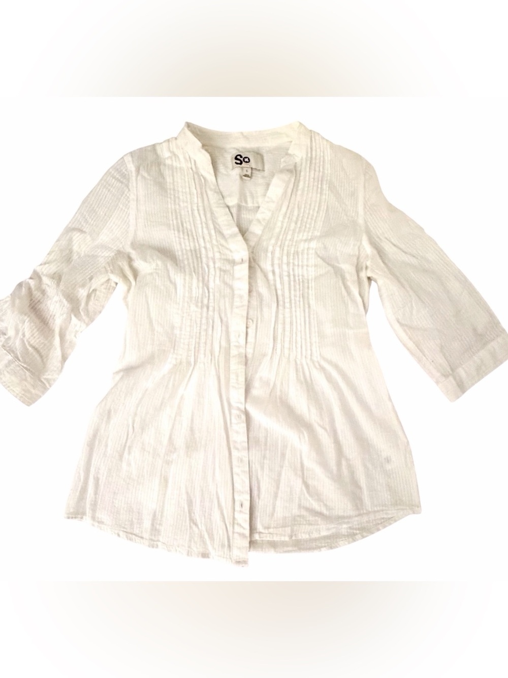 Kohl’s SO 100% White Button Down Boho Blouse Size L